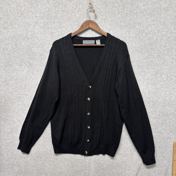 Vtg Oscar De La Renta Mens Sweater Cardigan Size L Button Long Sleeve Cable Knit - Picture 4 of 13